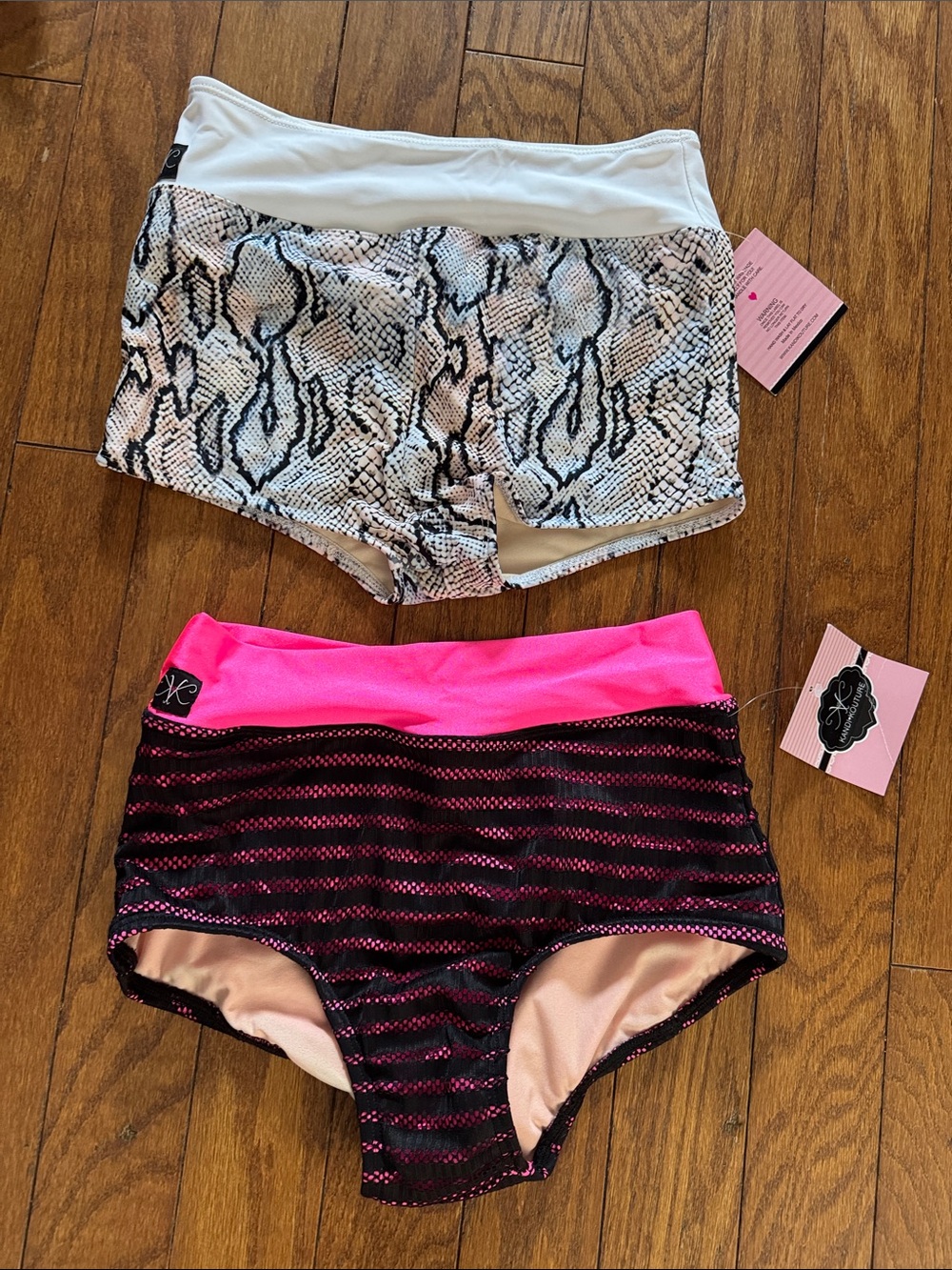 High-Waist Dance Bottoms Duo Snake Print & Hot Pink Stripe Kandi Kouture